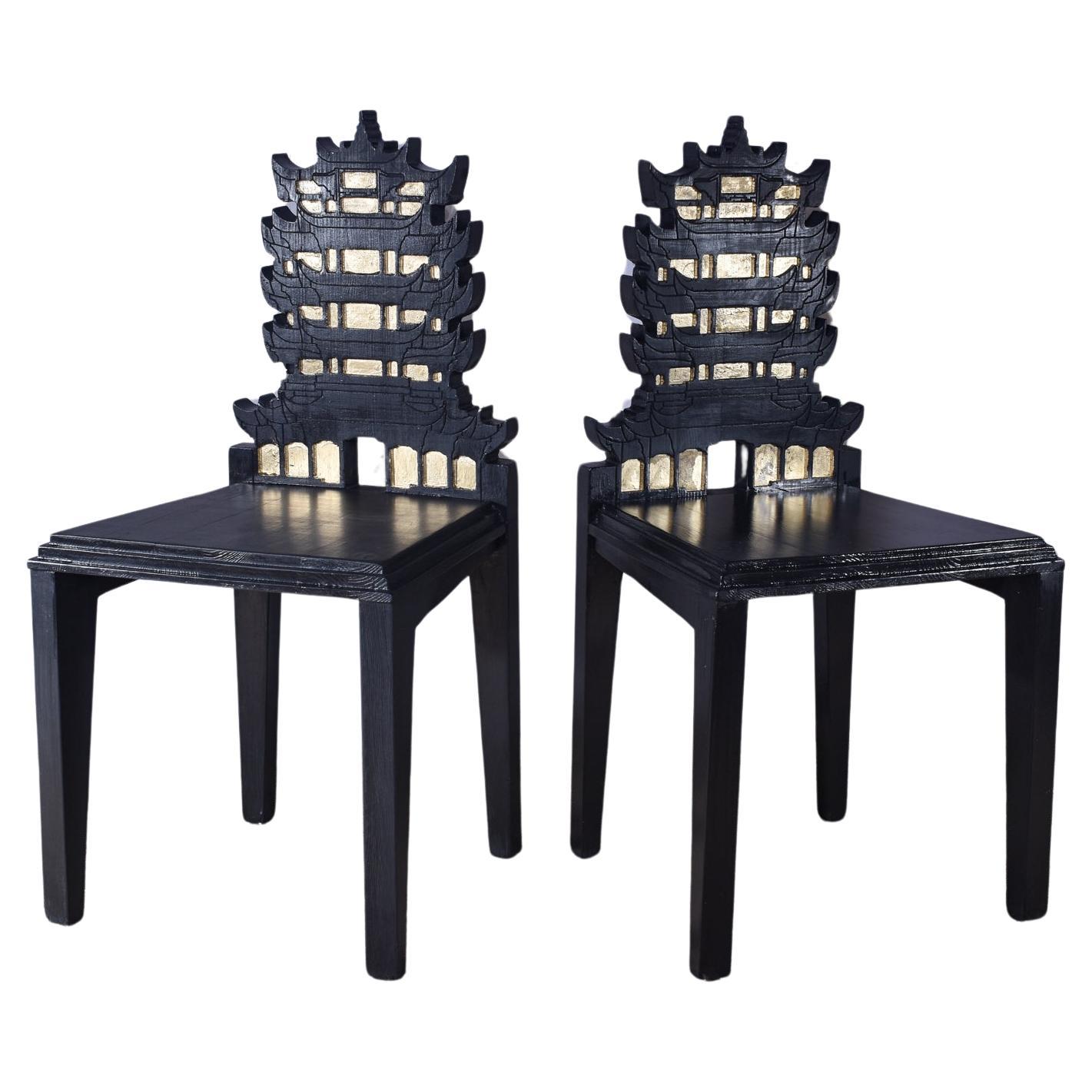 Italian Pair Of Cosimo De Vita Pagoda Chairs For Sale