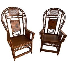 Chinese Paint Decorated Brighton Pavilion Arm Chairs, 6 Available