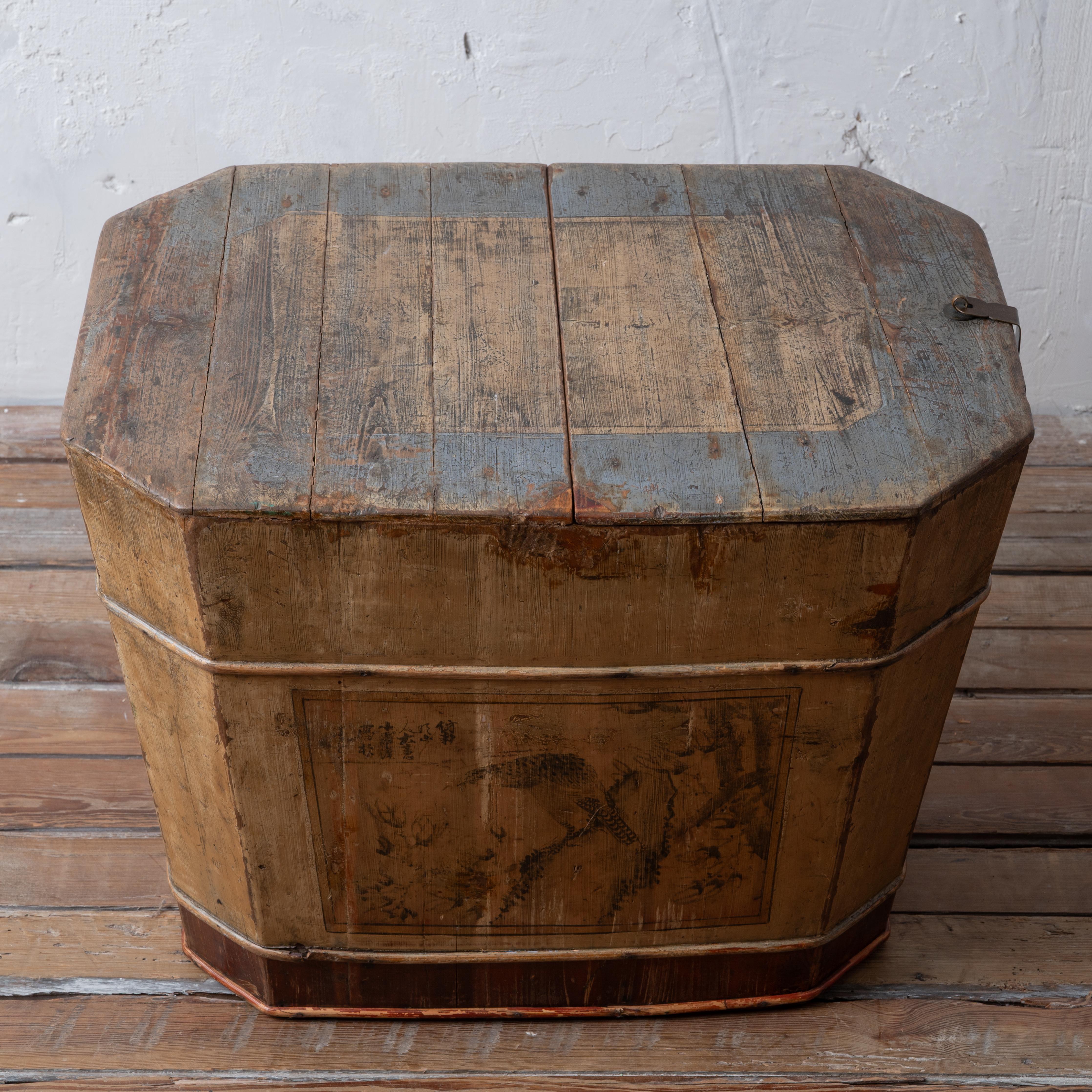 Corbeille à grains décorée à la peinture chinoise, 19e siècle en vente 2