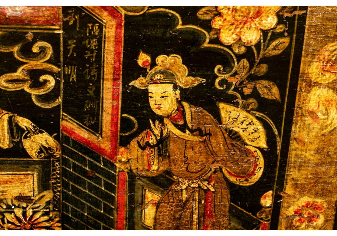 Malle décorée de peinture chinoise comme table à cocktail en vente 3