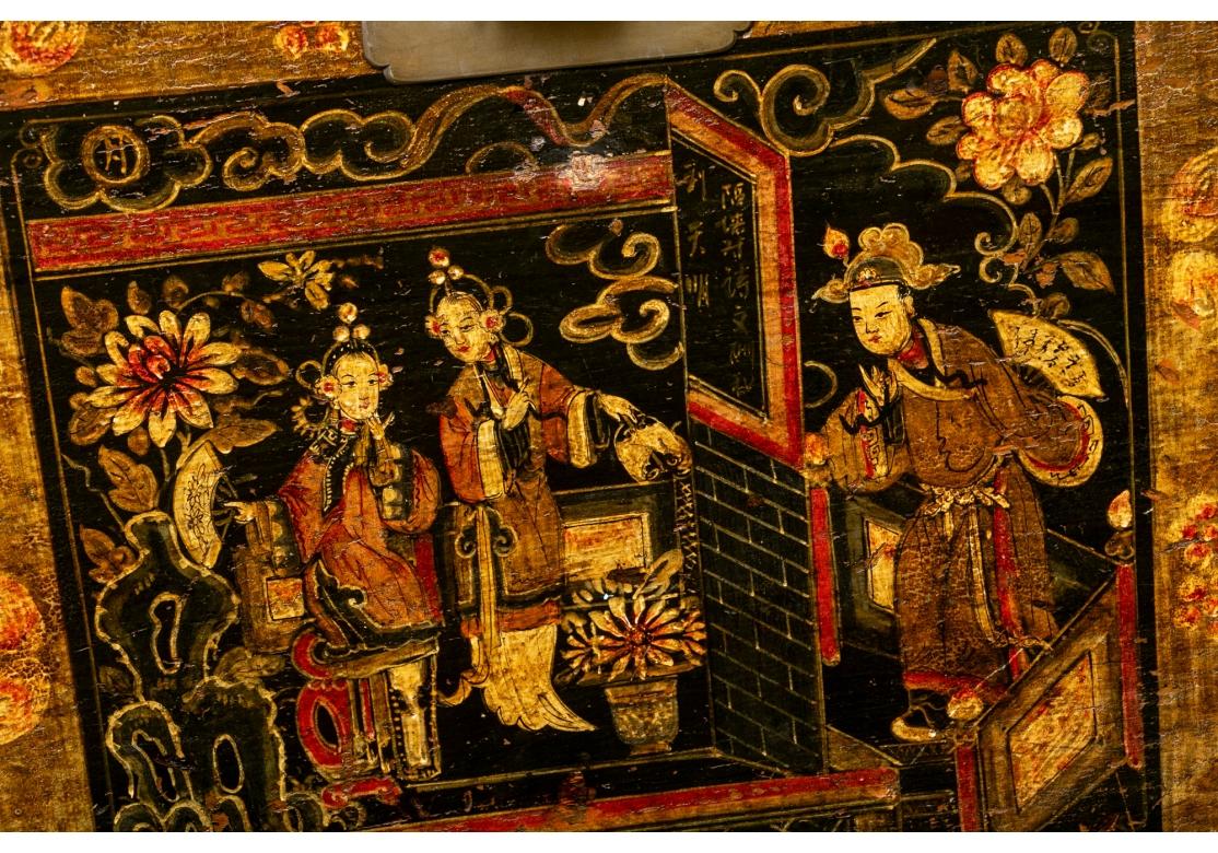 Malle décorée de peinture chinoise comme table à cocktail en vente 5