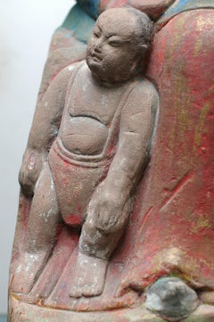 A Chinese Painted and Carved Sandstone Figure of a Guanyin Southern Song Dynasty