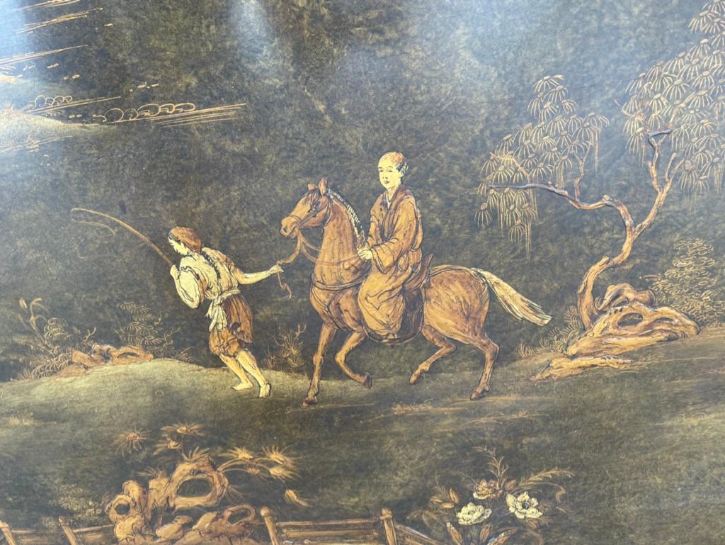 Chinese Painted and Lacquered Panel Landscape with Figures, Large Scale 9
