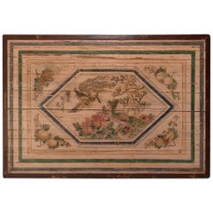 Antique Chinese Phoenix and Auspicious Fruit Canopy Painting, circa 1850
