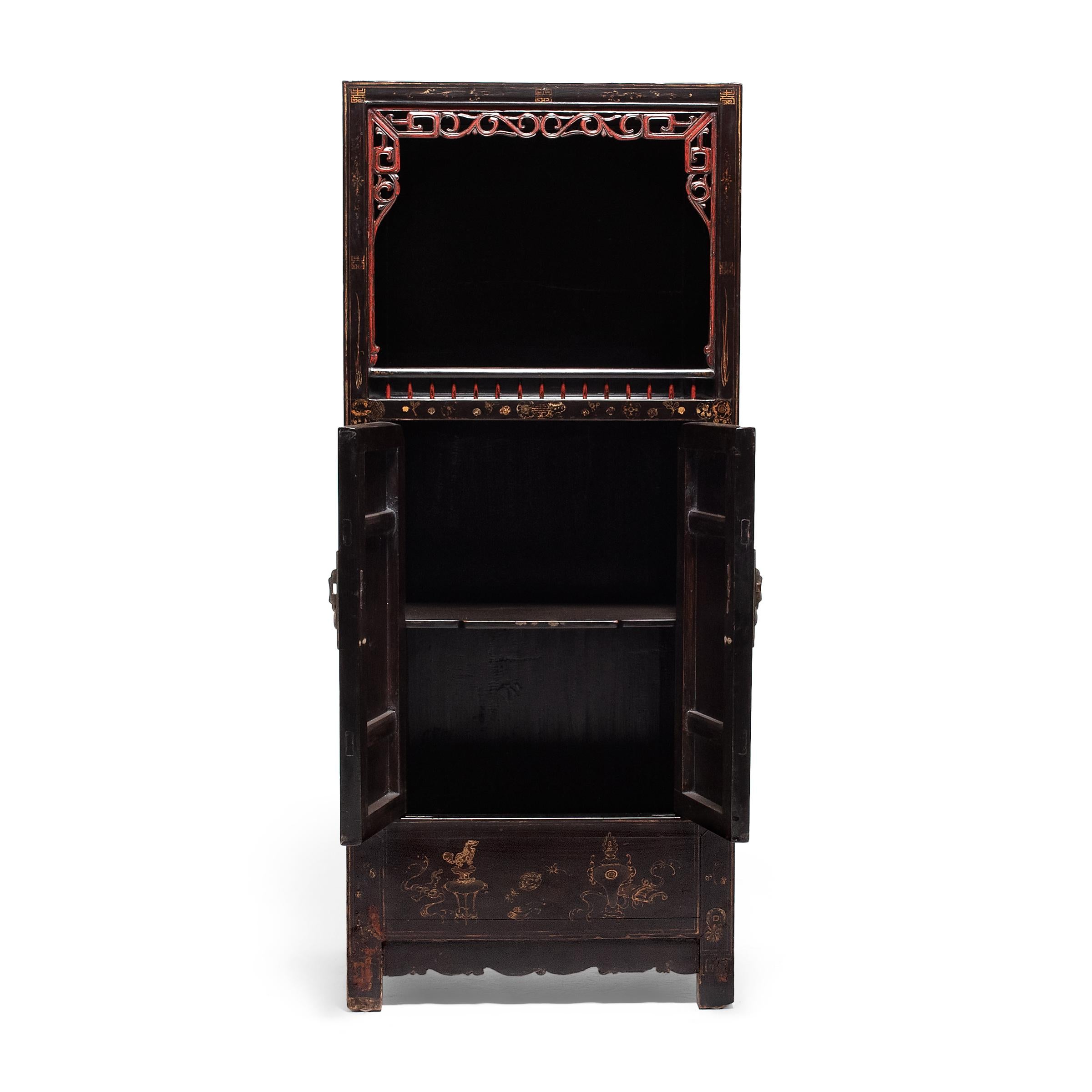 Chinese Painted Book Cabinet, c. 1850 In Good Condition For Sale In Chicago, IL