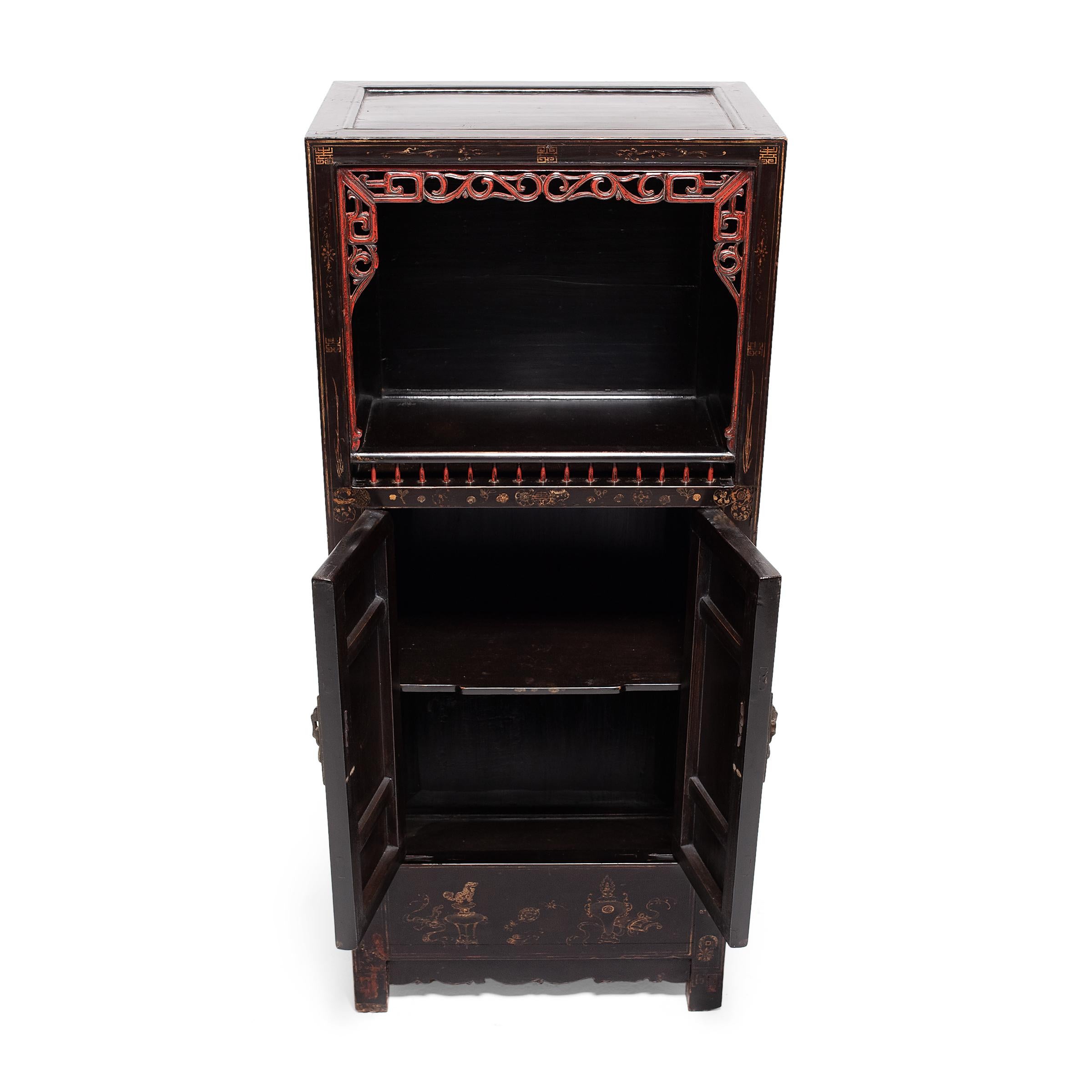 19th Century Chinese Painted Book Cabinet, c. 1850 For Sale