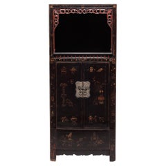 Antique Chinese Painted Book Cabinet, c. 1850