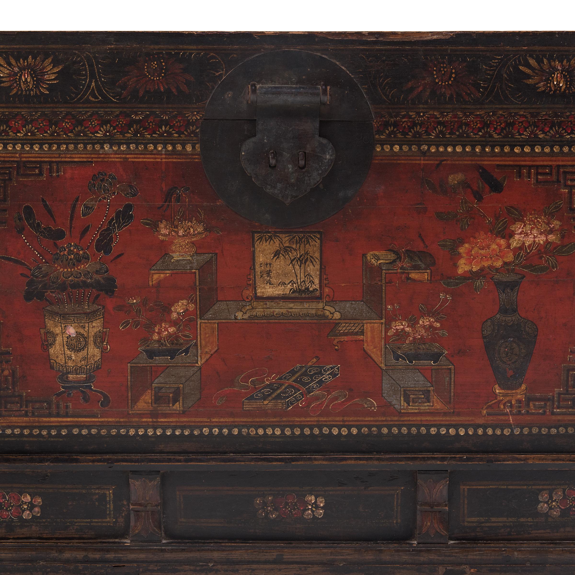 Chinese Painted Book Chest, c. 1850 In Good Condition In Chicago, IL