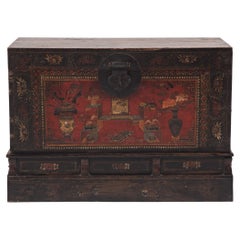 Antique Chinese Painted Book Chest, c. 1850