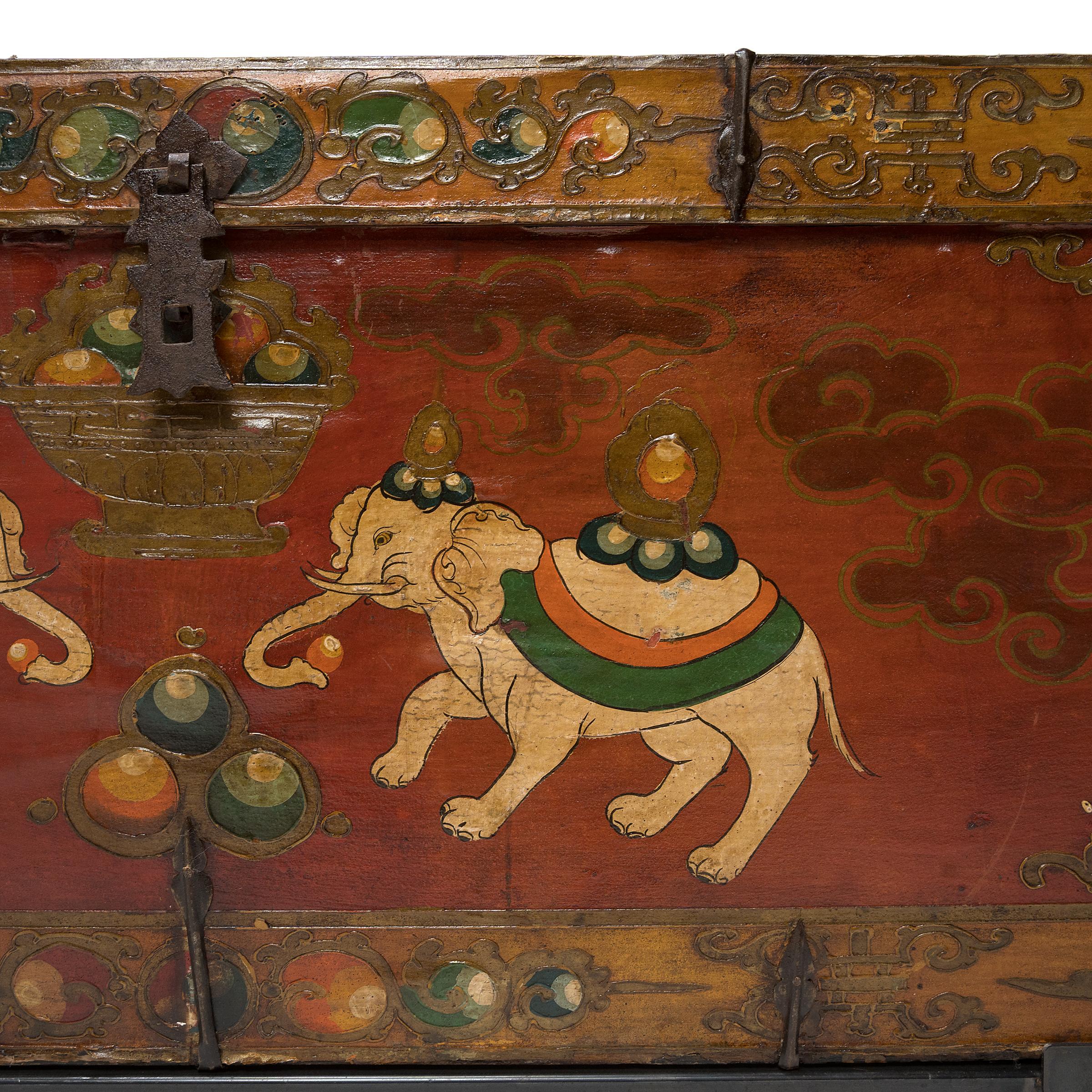 Table tronc d'éléphant peint, chinoise, vers 1900 en vente 3