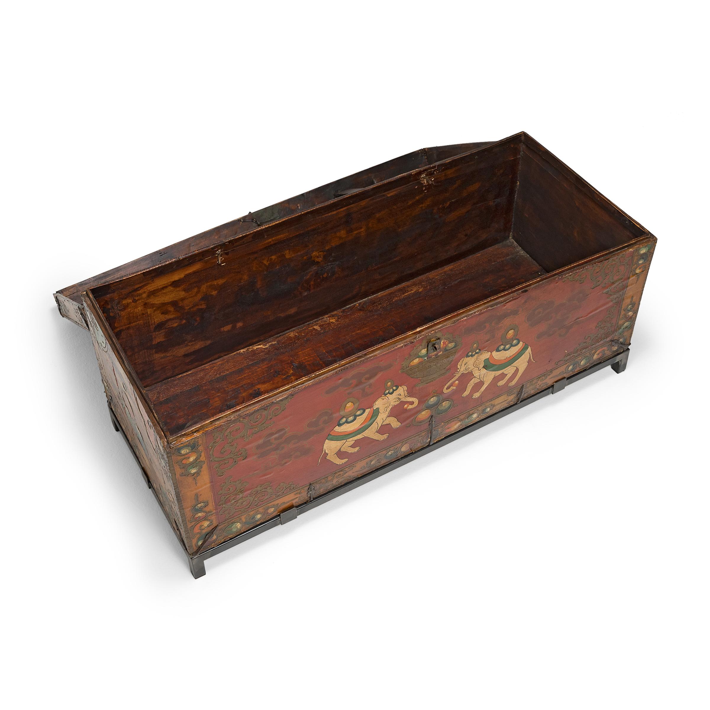 Chinese Painted Elephant Trunk Table, C. 1900 For Sale 1