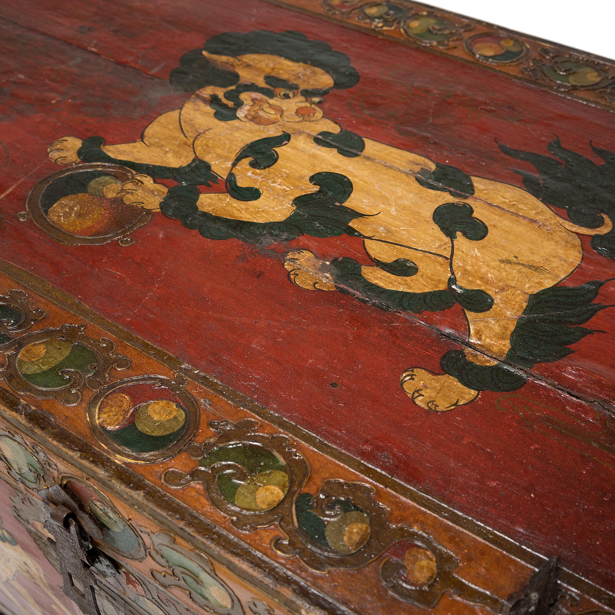 Chinese Painted Elephant Trunk Table, C. 1900 For Sale 2