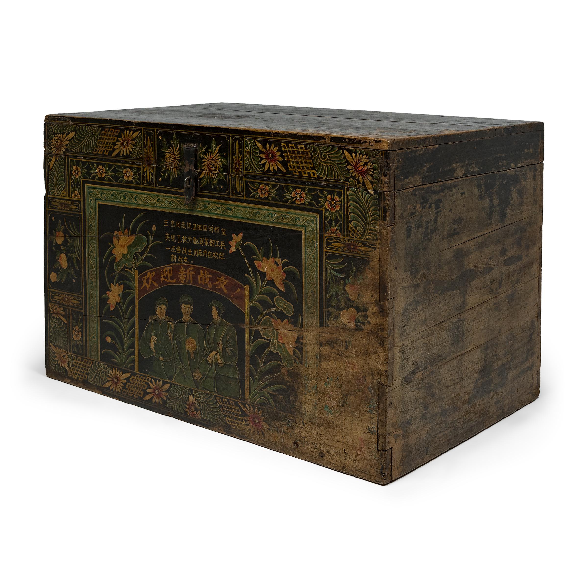 19th Century Chinese Painted Festival Trunk, c. 1820 For Sale
