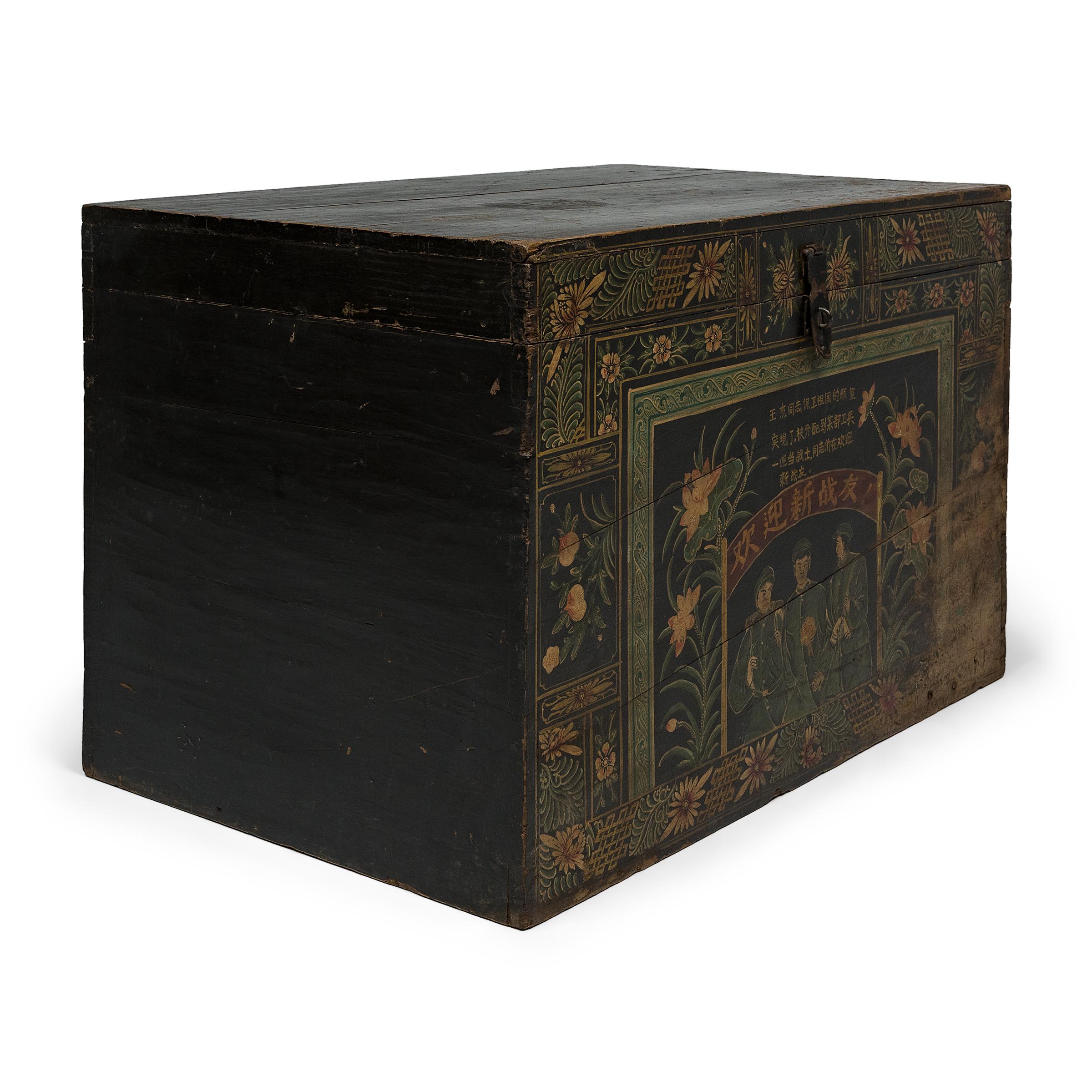 Chinese Painted Festival Trunk, c. 1820 For Sale 1