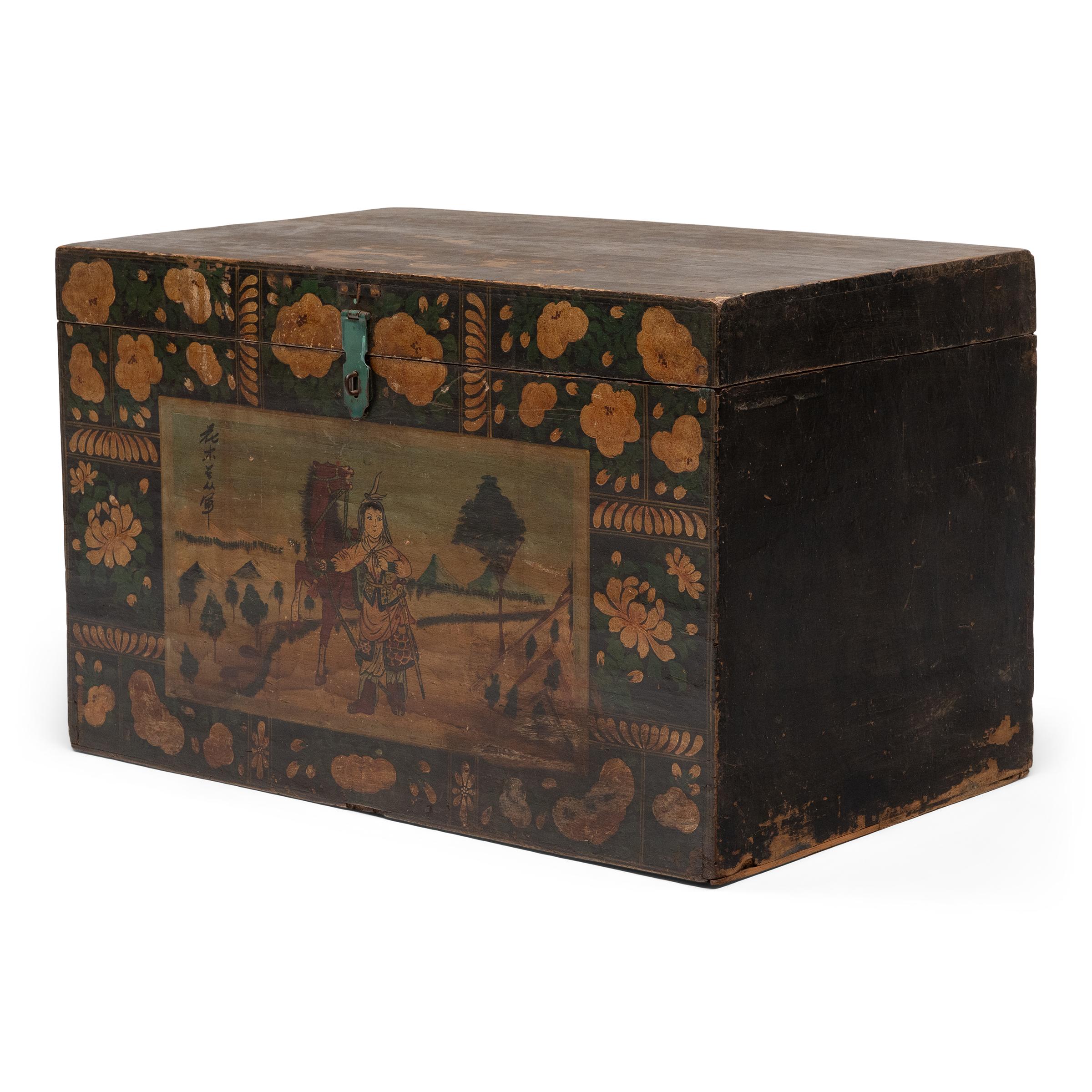 Cinese Baule popolare cinese dipinto, 1900 ca. in vendita