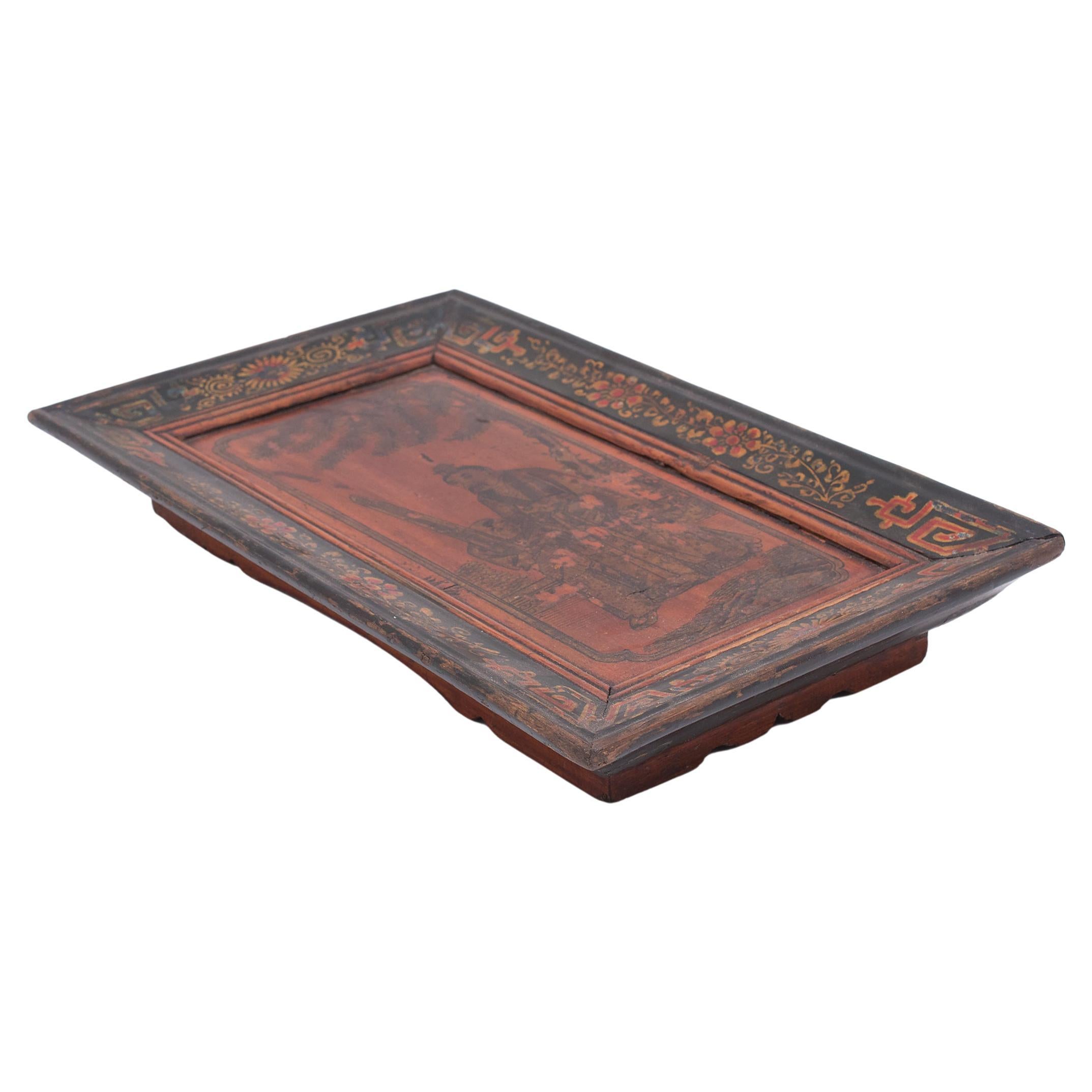 Hand Made Wood Tray  Carved Wood Tray Oriental Tray