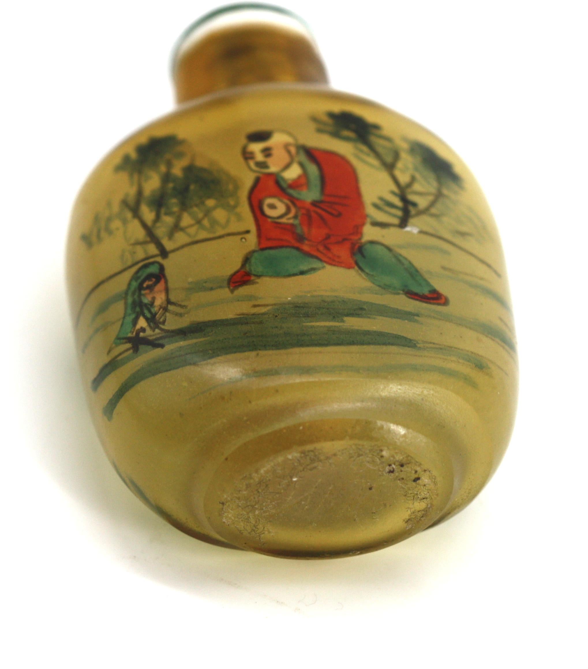 20th Century Chinese Painted Glass Snuff Bottle For Sale