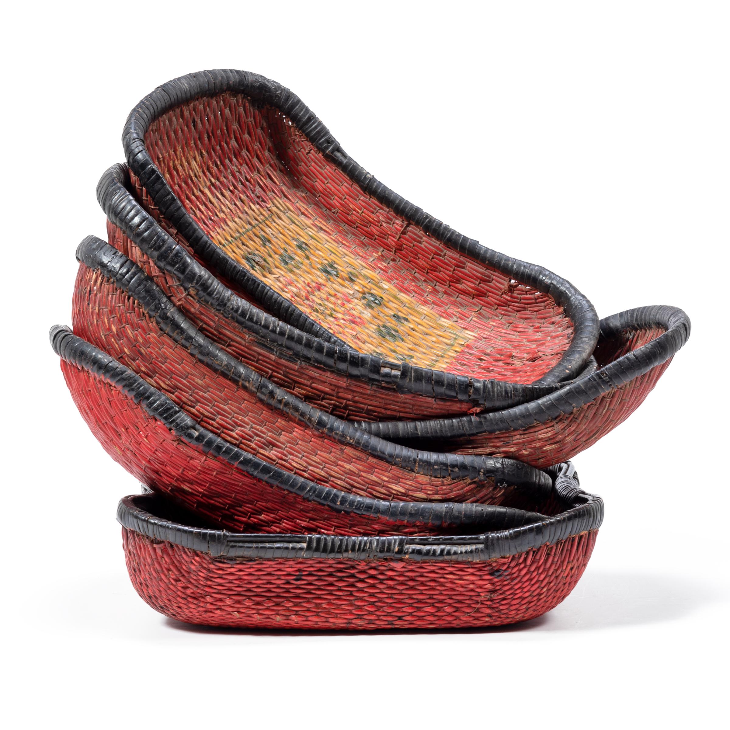 20th Century Chinese Painted Mantou Basket, circa 1900