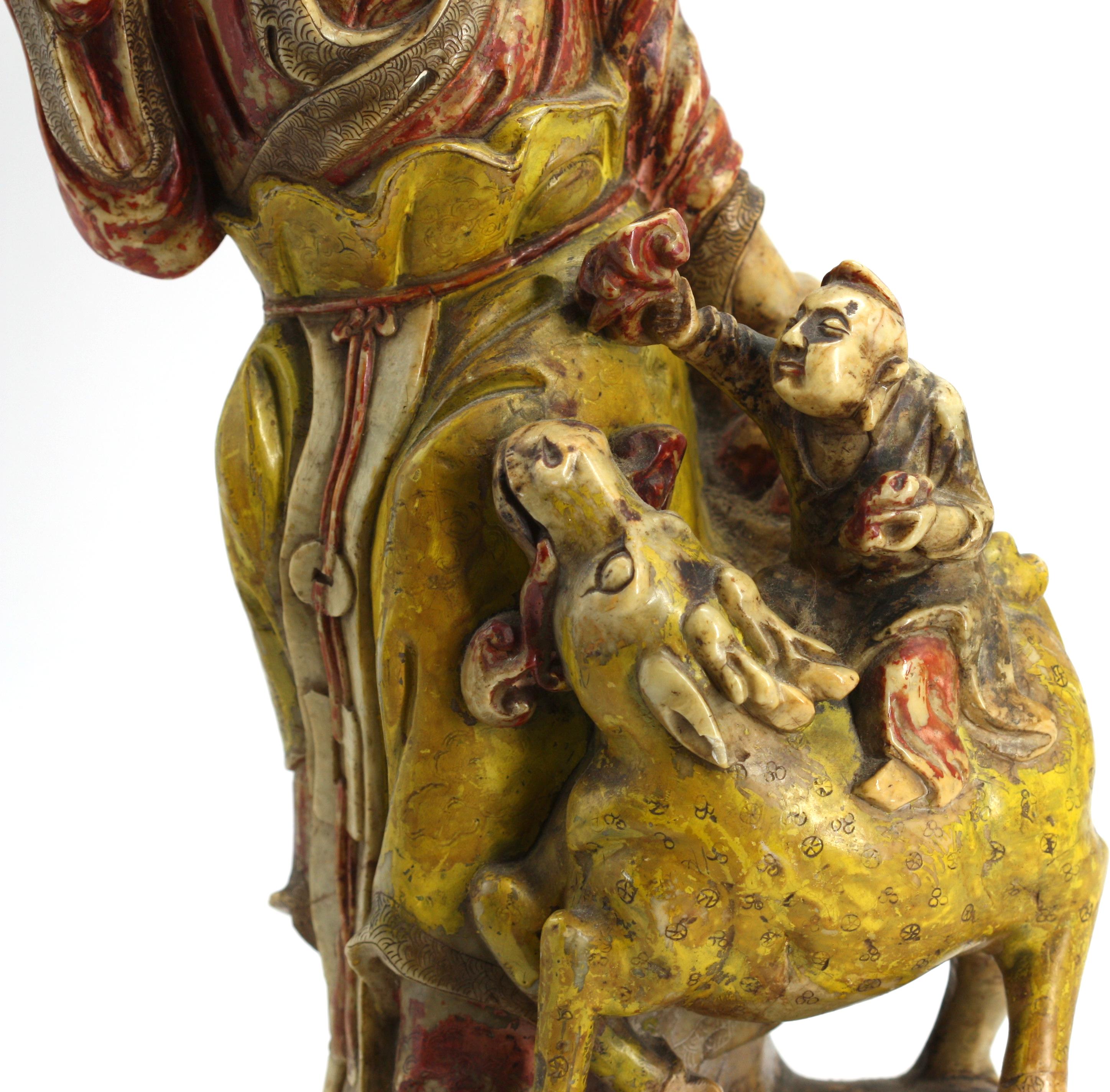 Chinese Painted Marble Figure of Guanyin For Sale 2