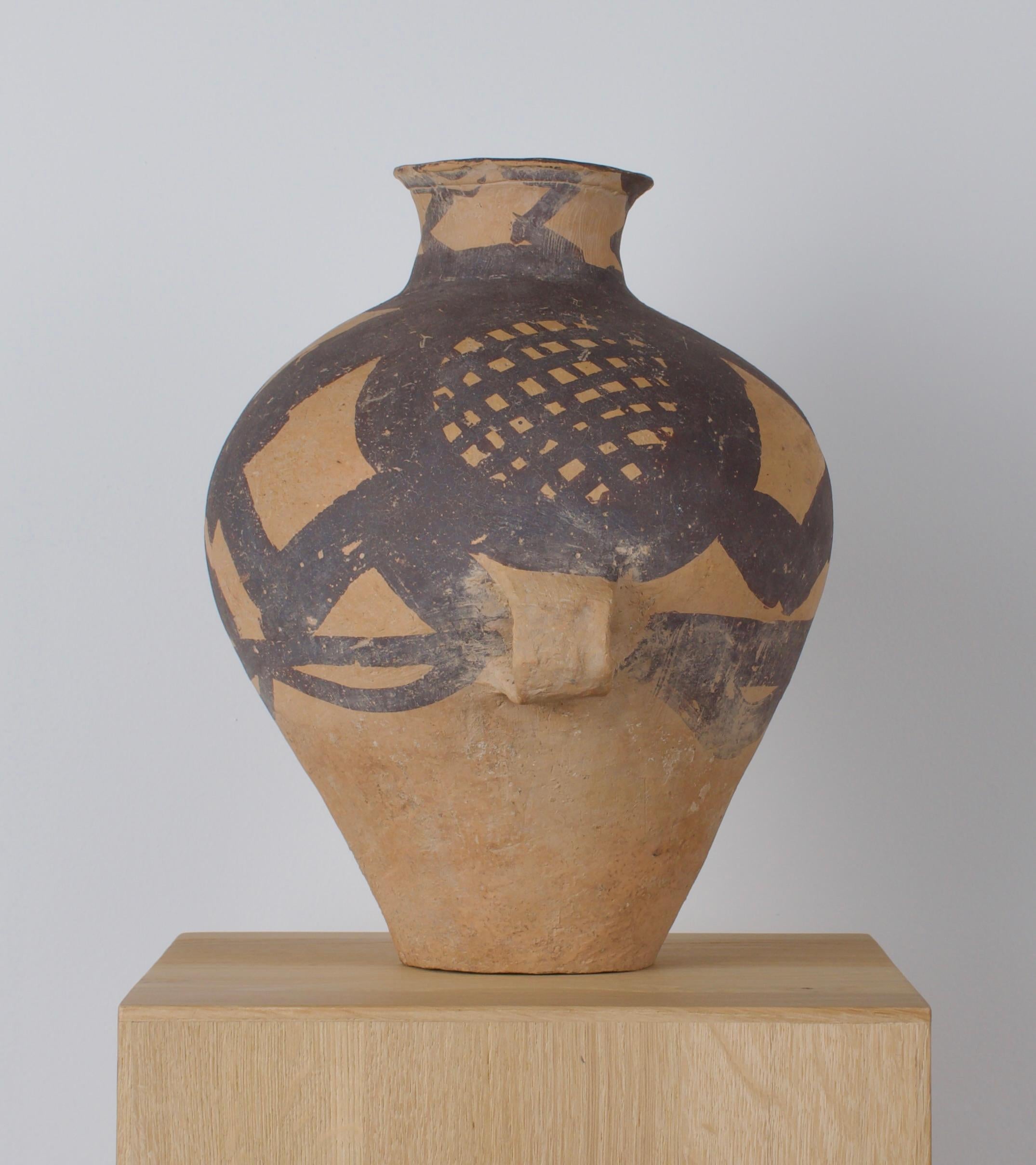 Primitive Chinese Painted Neolithic Jar Ca. 3rd-2nd millennium B.C. For Sale