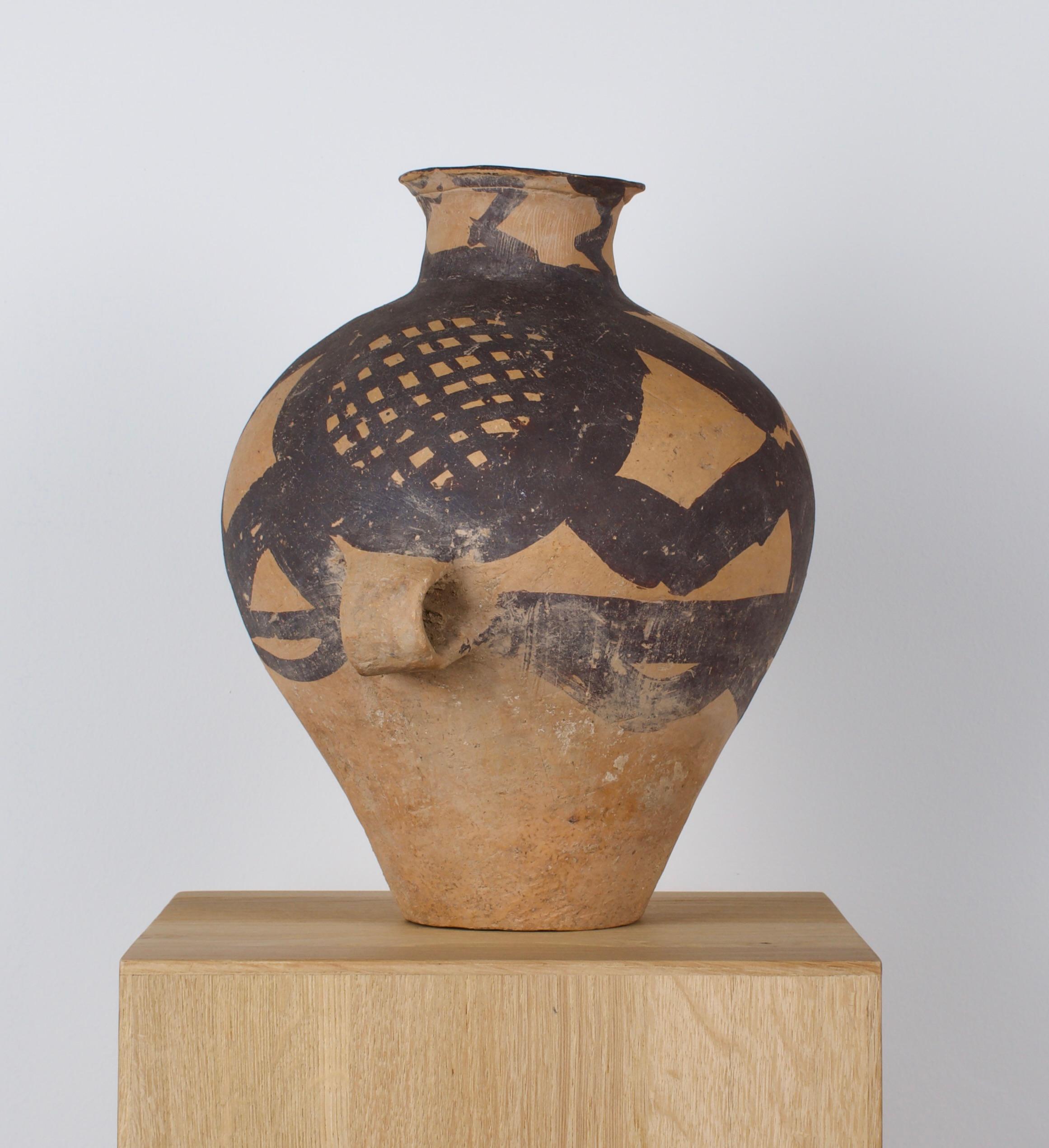 Chinese Painted Neolithic Jar Ca. 3rd-2nd millennium B.C. In Fair Condition For Sale In Bonita Springs, FL