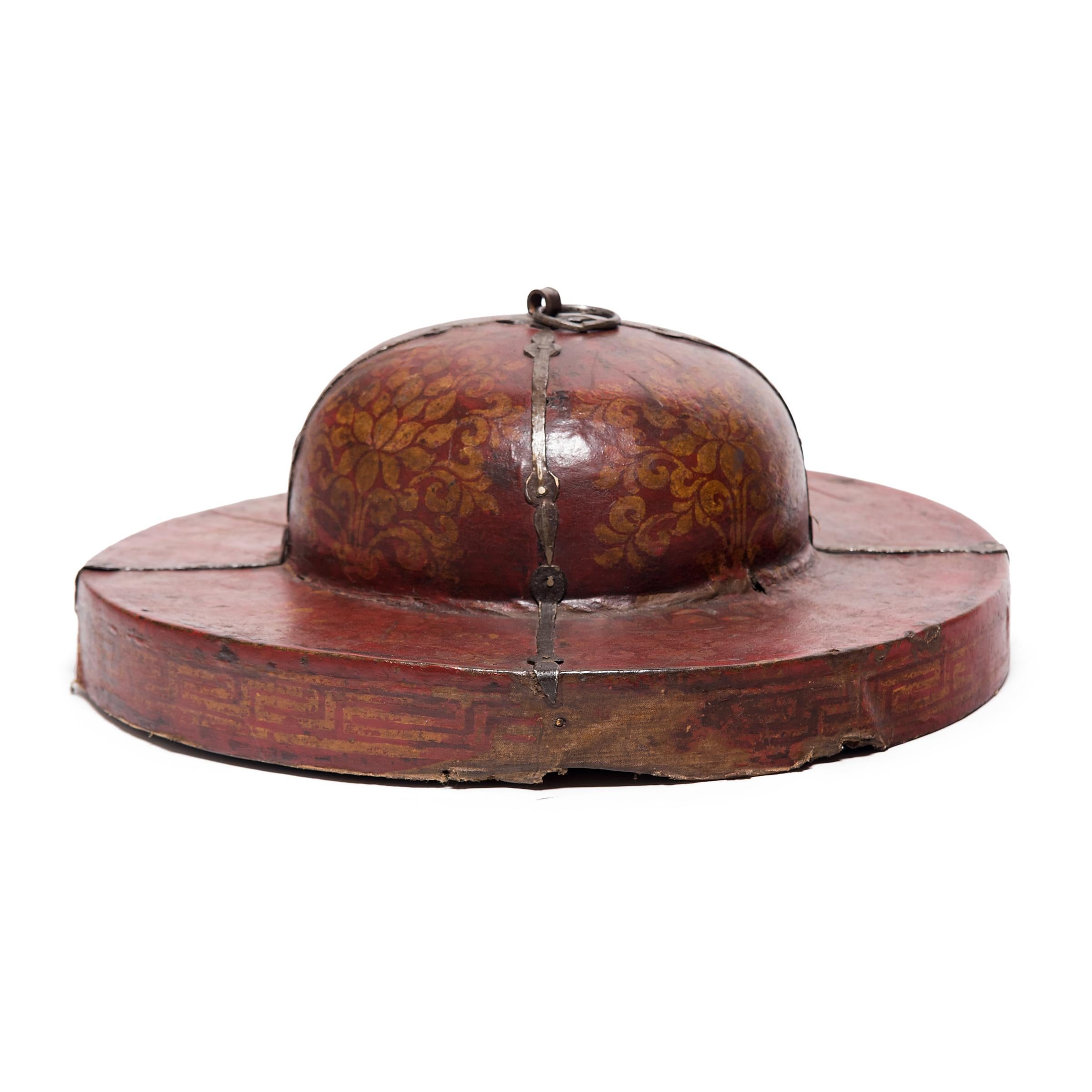 Lacquered Tibetan Red Lacquer Cymbal Case Lid, circa 1850 For Sale