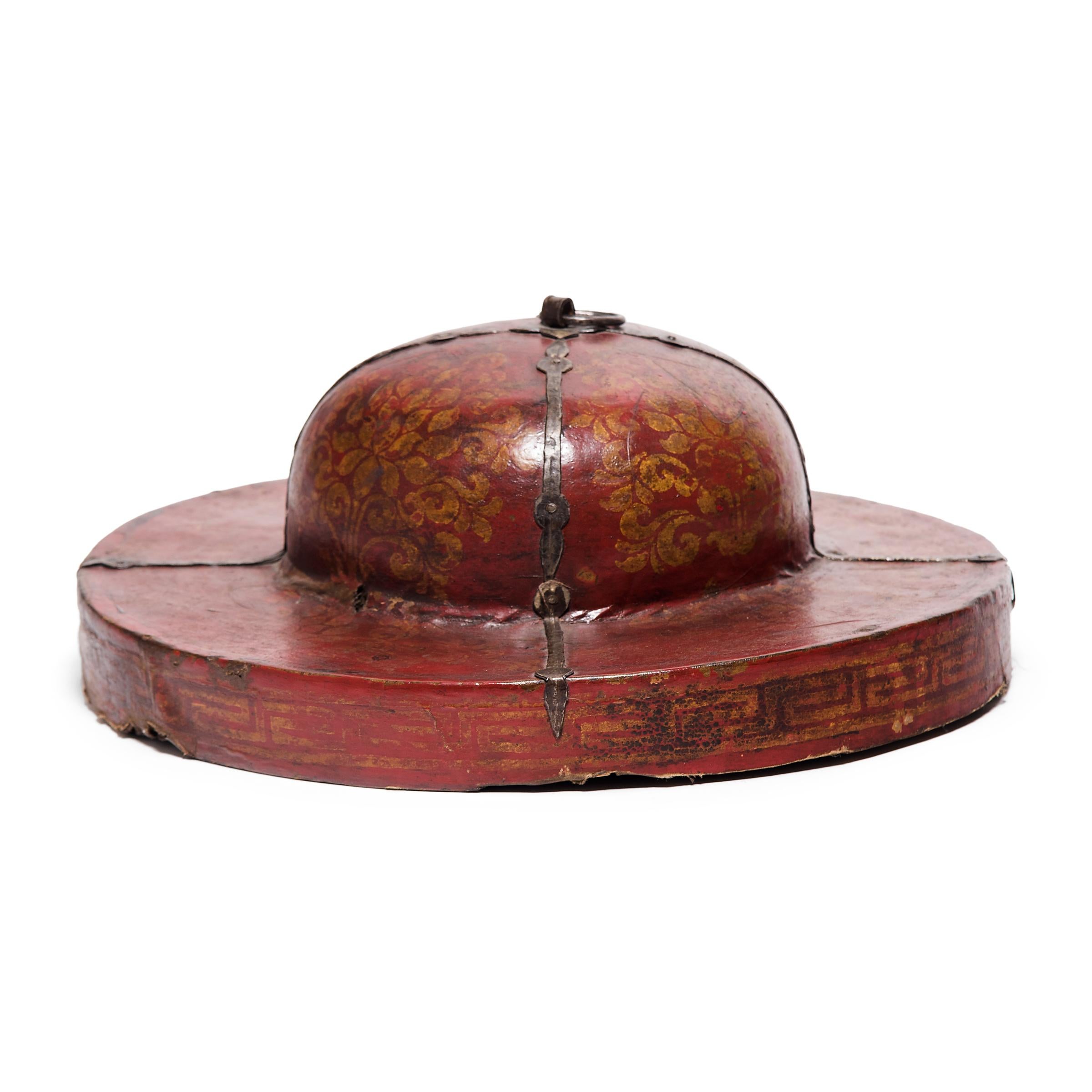 Tibetan Red Lacquer Cymbal Case Lid, circa 1850 In Good Condition For Sale In Chicago, IL