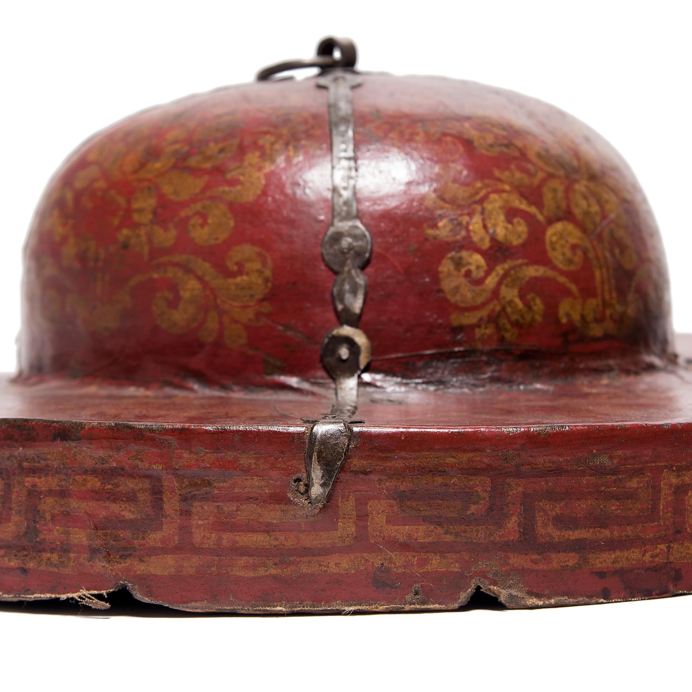 Tibetan Red Lacquer Cymbal Case Lid, circa 1850 For Sale 3