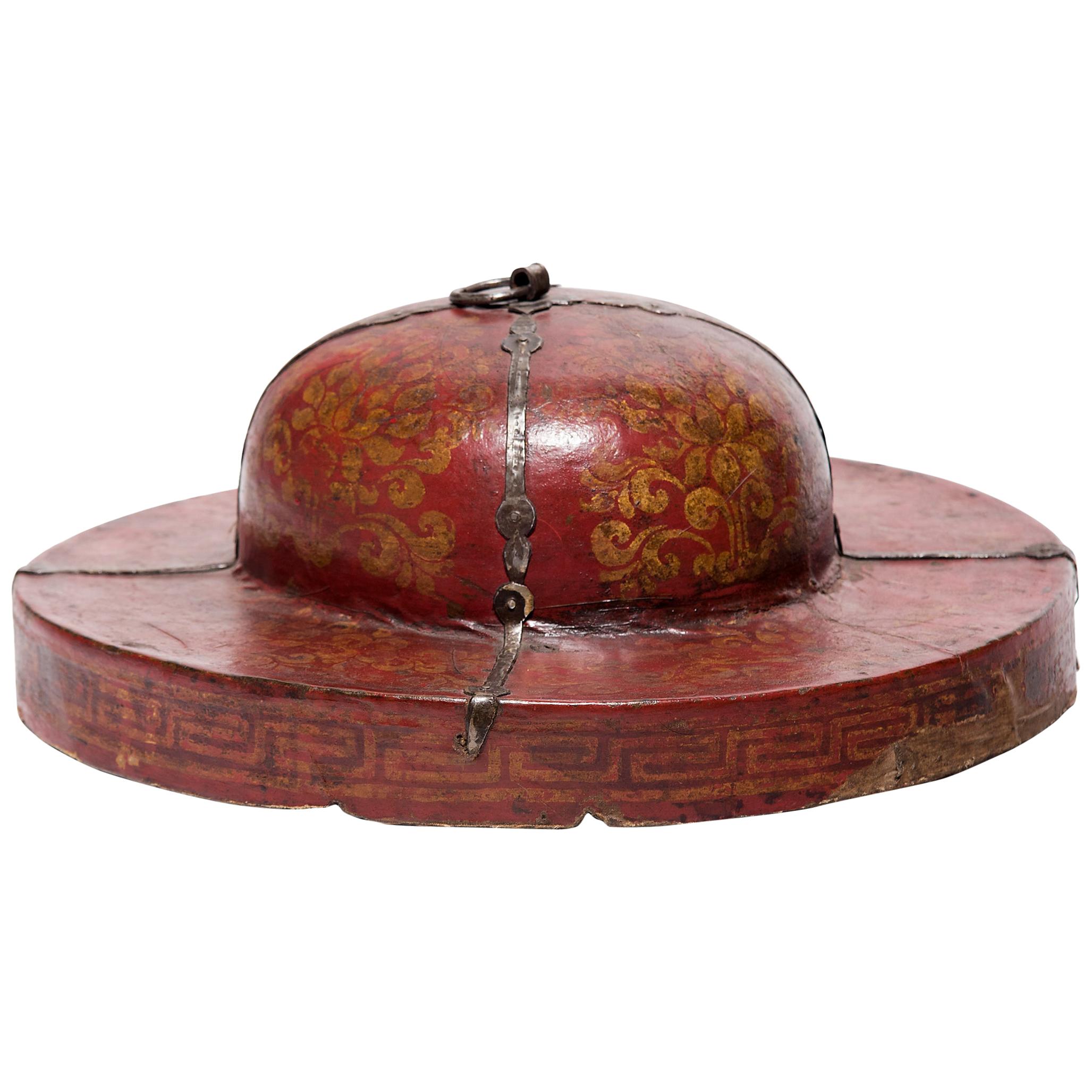 Tibetan Red Lacquer Cymbal Case Lid, circa 1850 For Sale