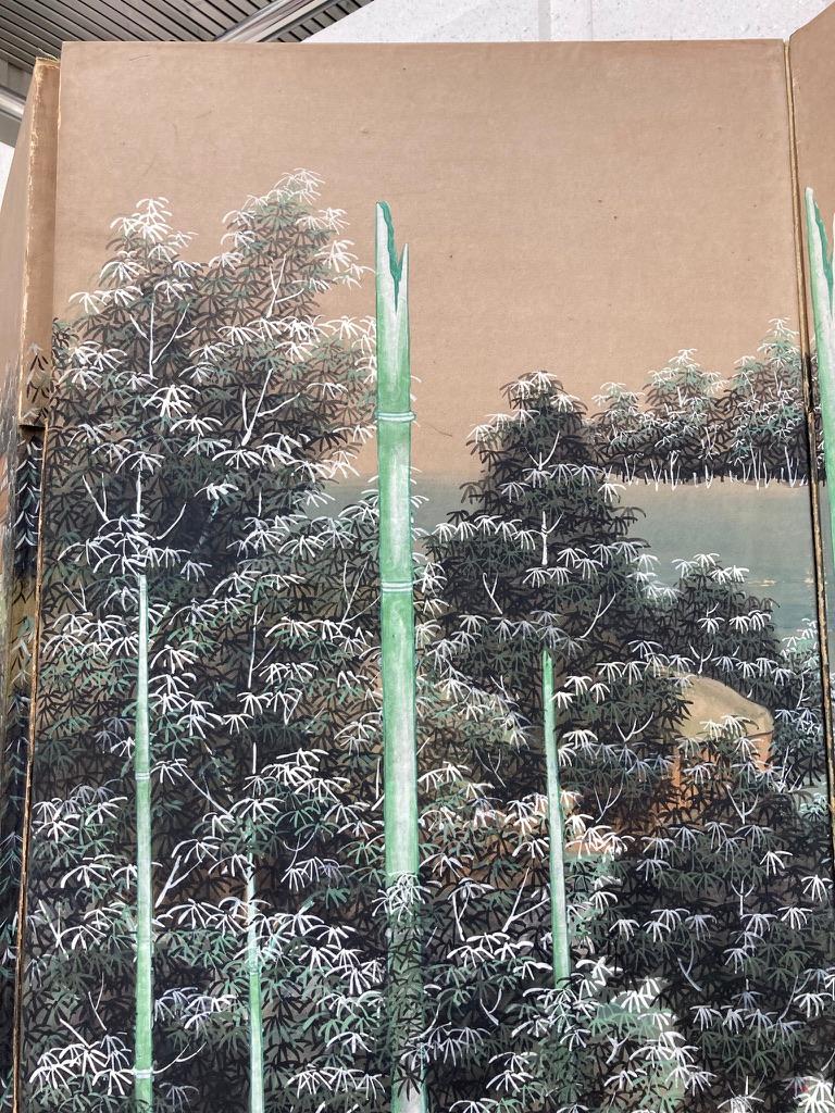 Chinese Painted Screen with Bamboo Forest and Figures, Large Scale 3