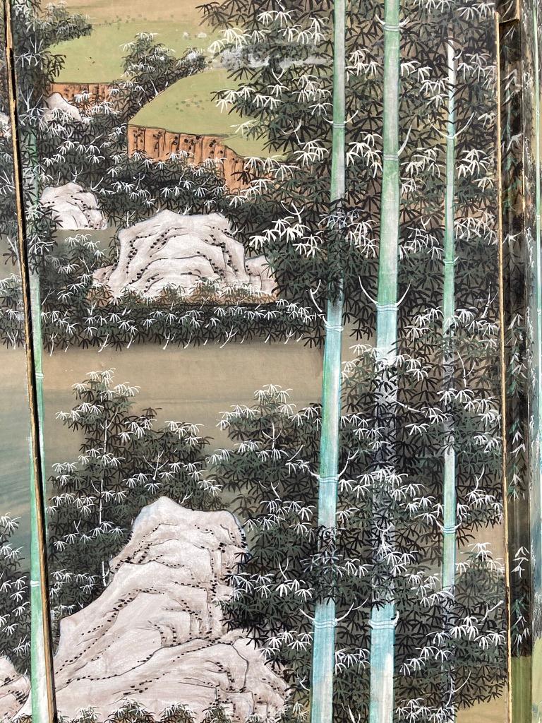 Chinese Painted Screen with Bamboo Forest and Figures, Large Scale 6