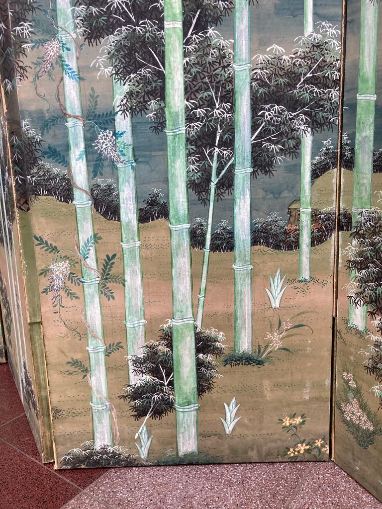 Chinese Painted Screen with Bamboo Forest and Figures, Large Scale 1