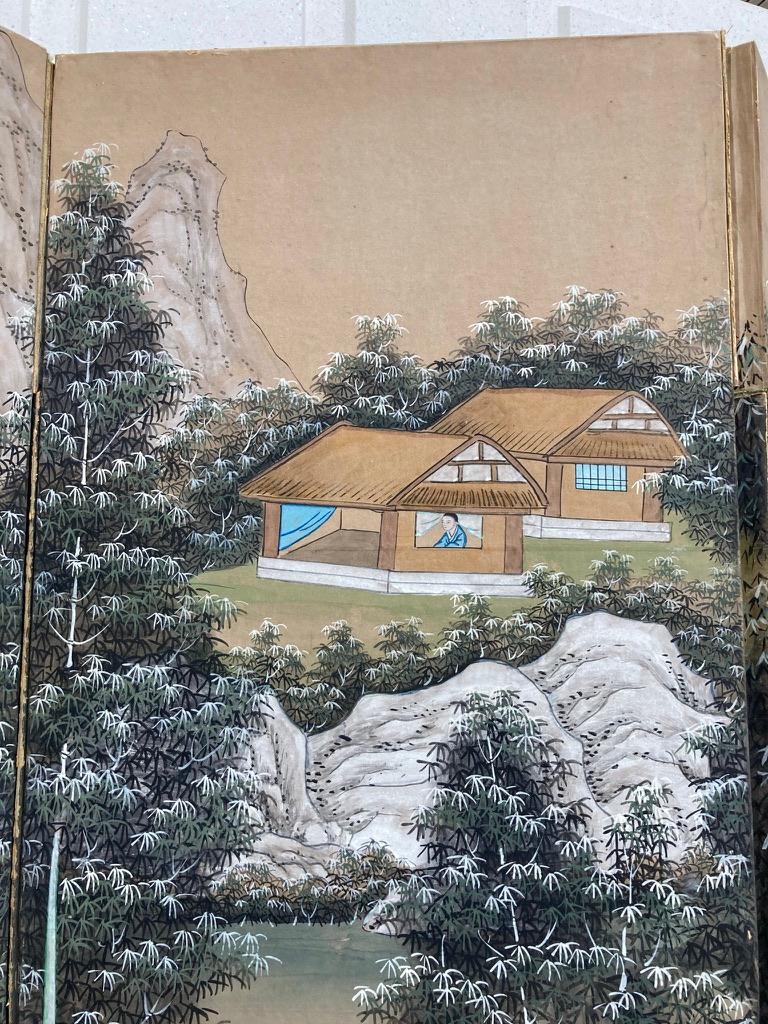 Chinese Painted Screen with Bamboo Forest and Figures, Large Scale 2