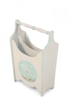 Chinese Painted White Wooden Magazine Rack
