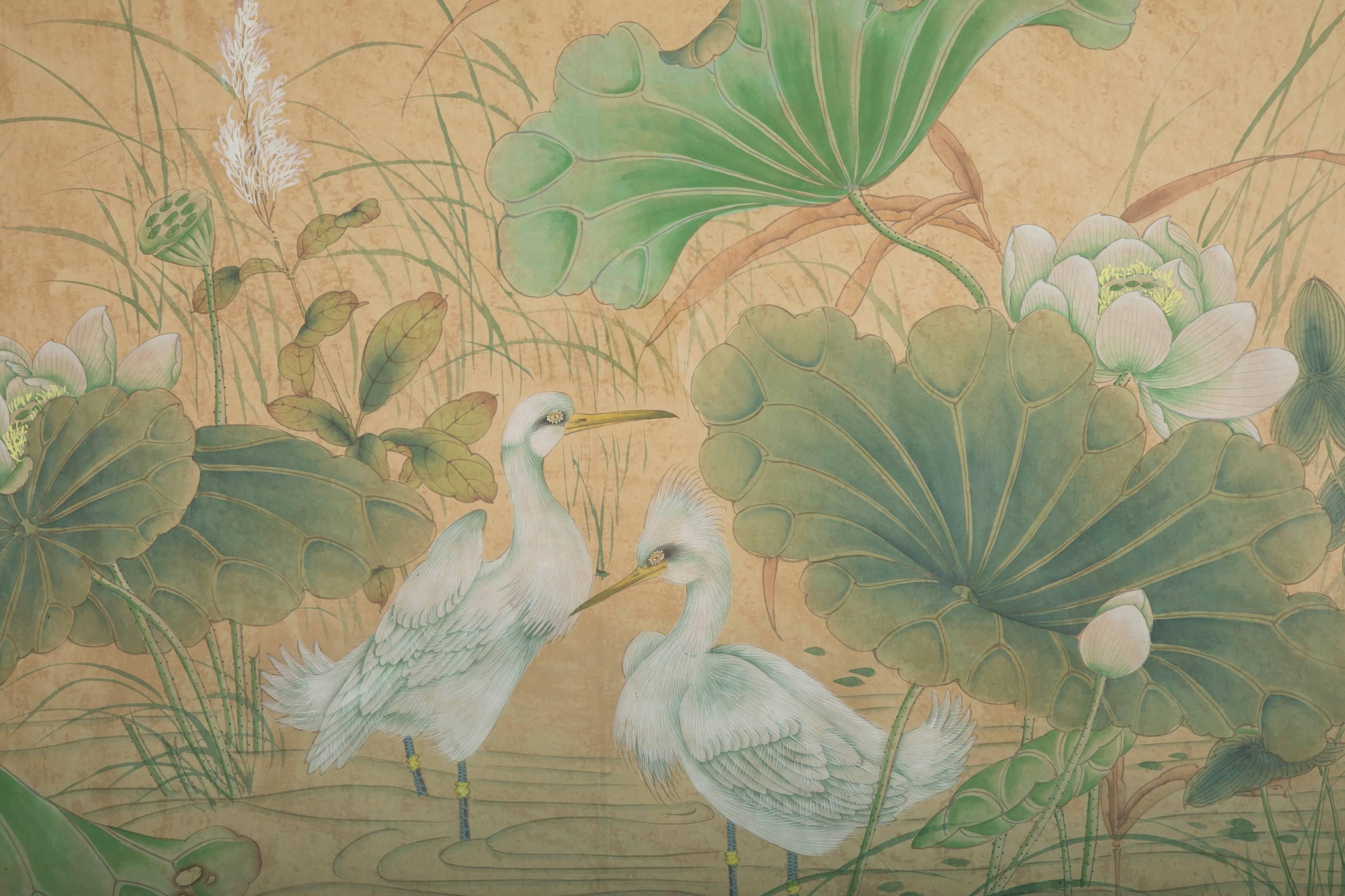 paintings of egrets
