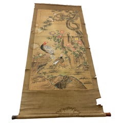 Chinese Painting on Scroll Paper, China 19th Century, Birds and Nature Decor