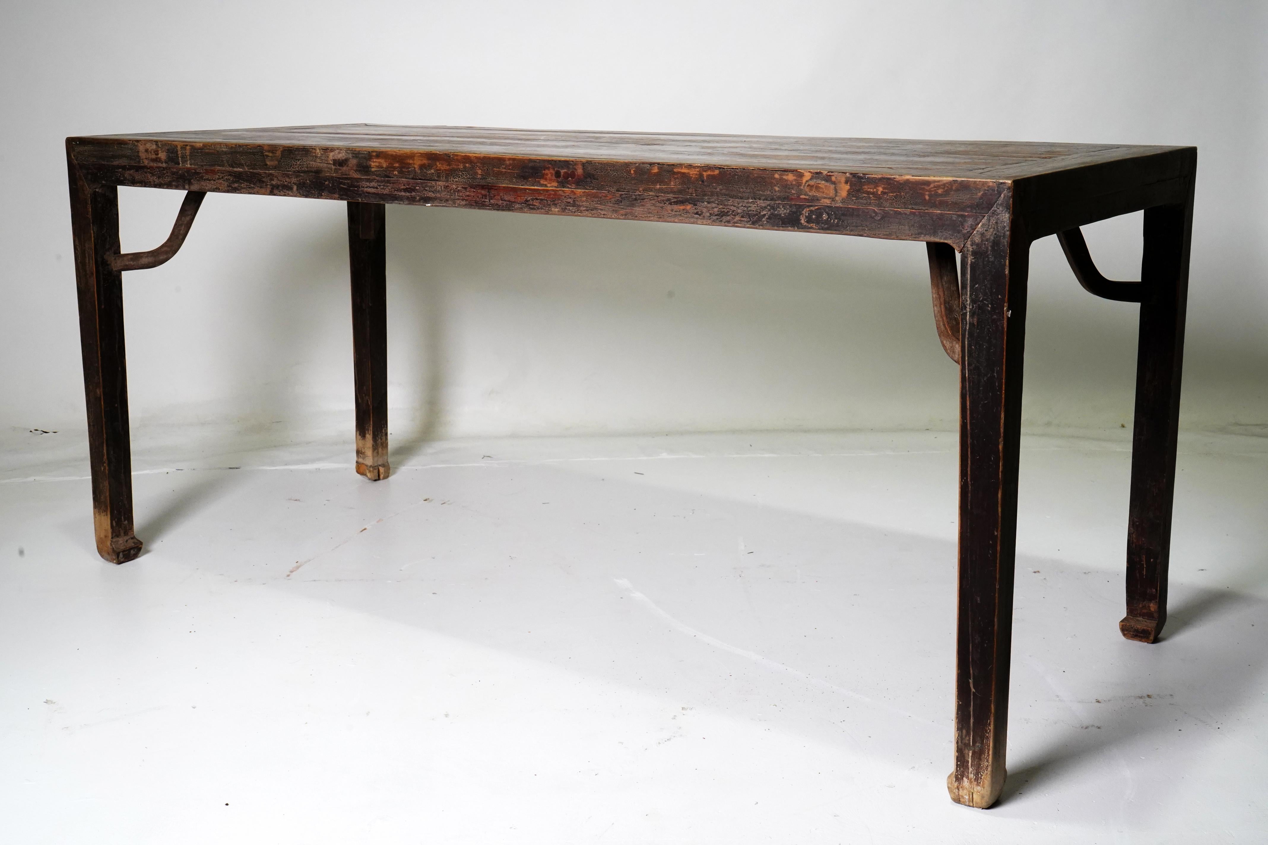 19th Century C. 1850 Ming Style Chinese Painting Table with Horse Hoof Legs For Sale