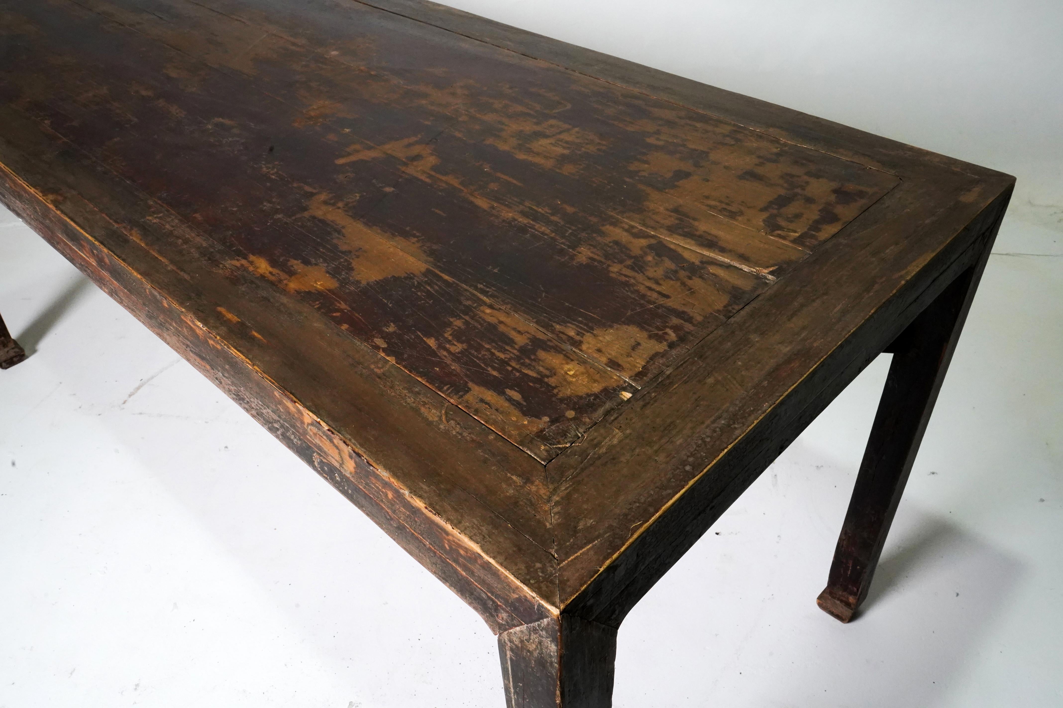C. 1850 Ming Style Chinese Painting Table with Horse Hoof Legs For Sale 1