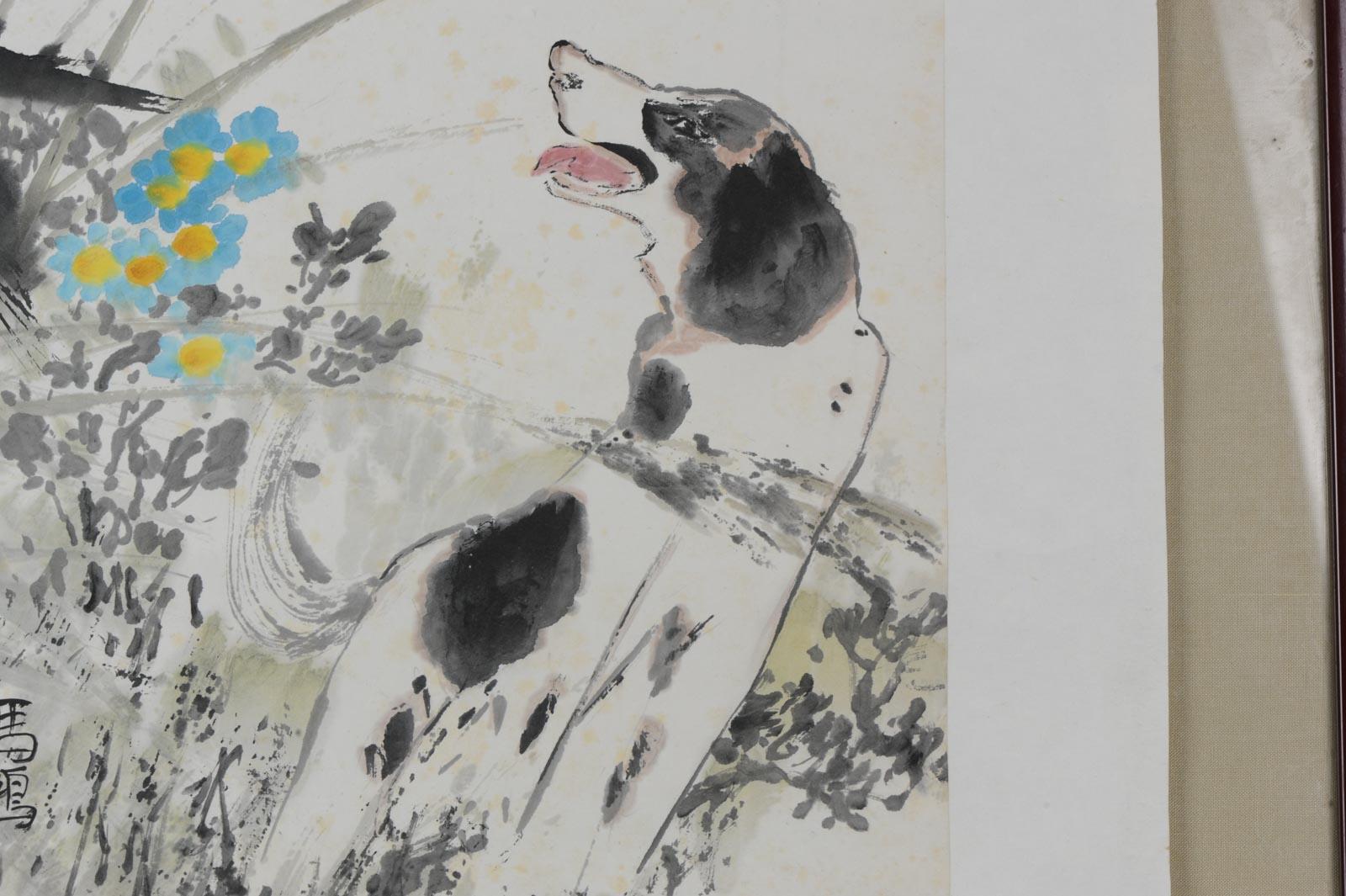 Chinese Painting Year of the Dog China, 20th Century In Good Condition For Sale In Amsterdam, Noord Holland