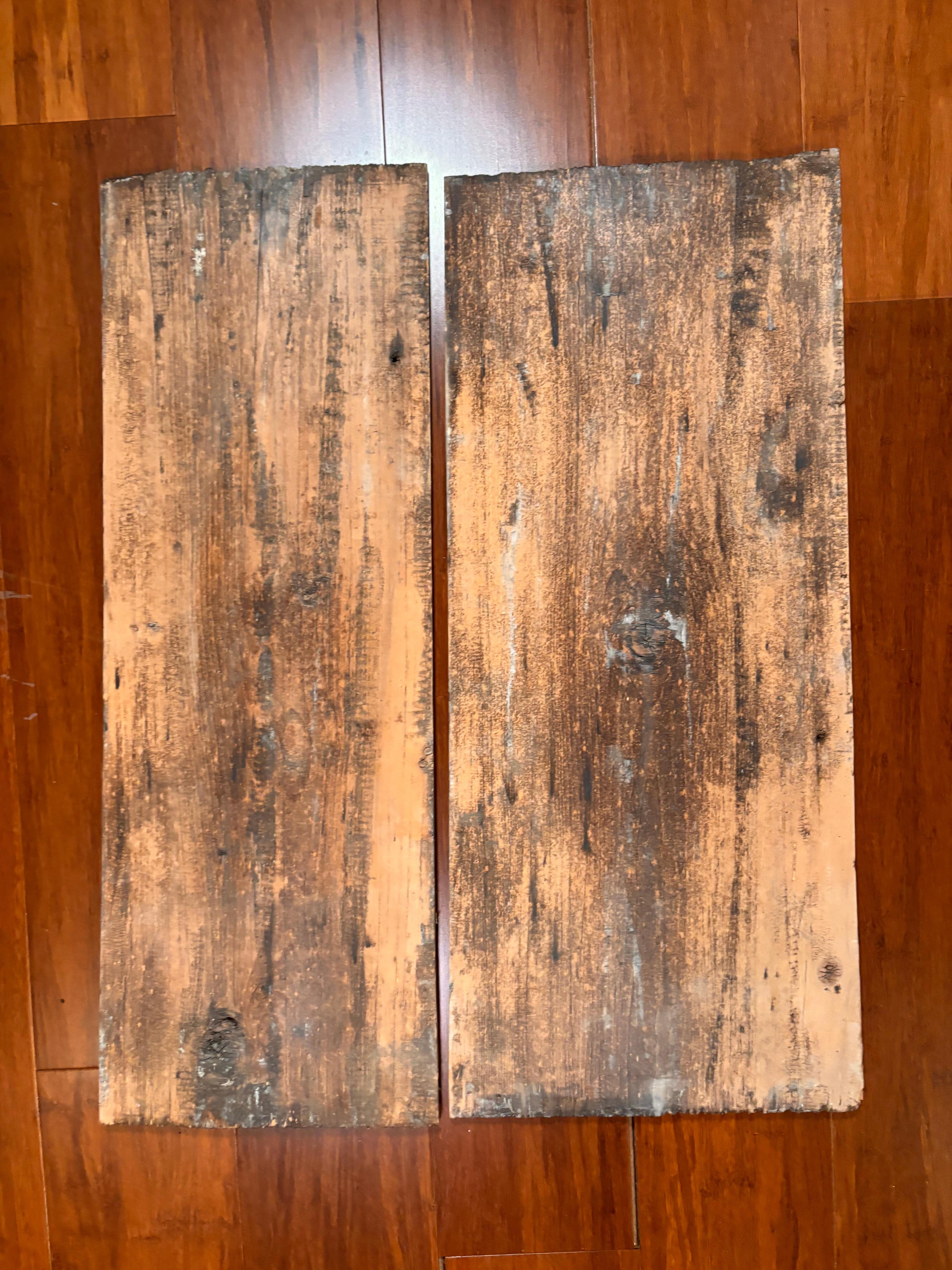 Chinese Pair Buddhist Tang Bodhisattvas Hand Painted Old Wood Plaques For Sale 4