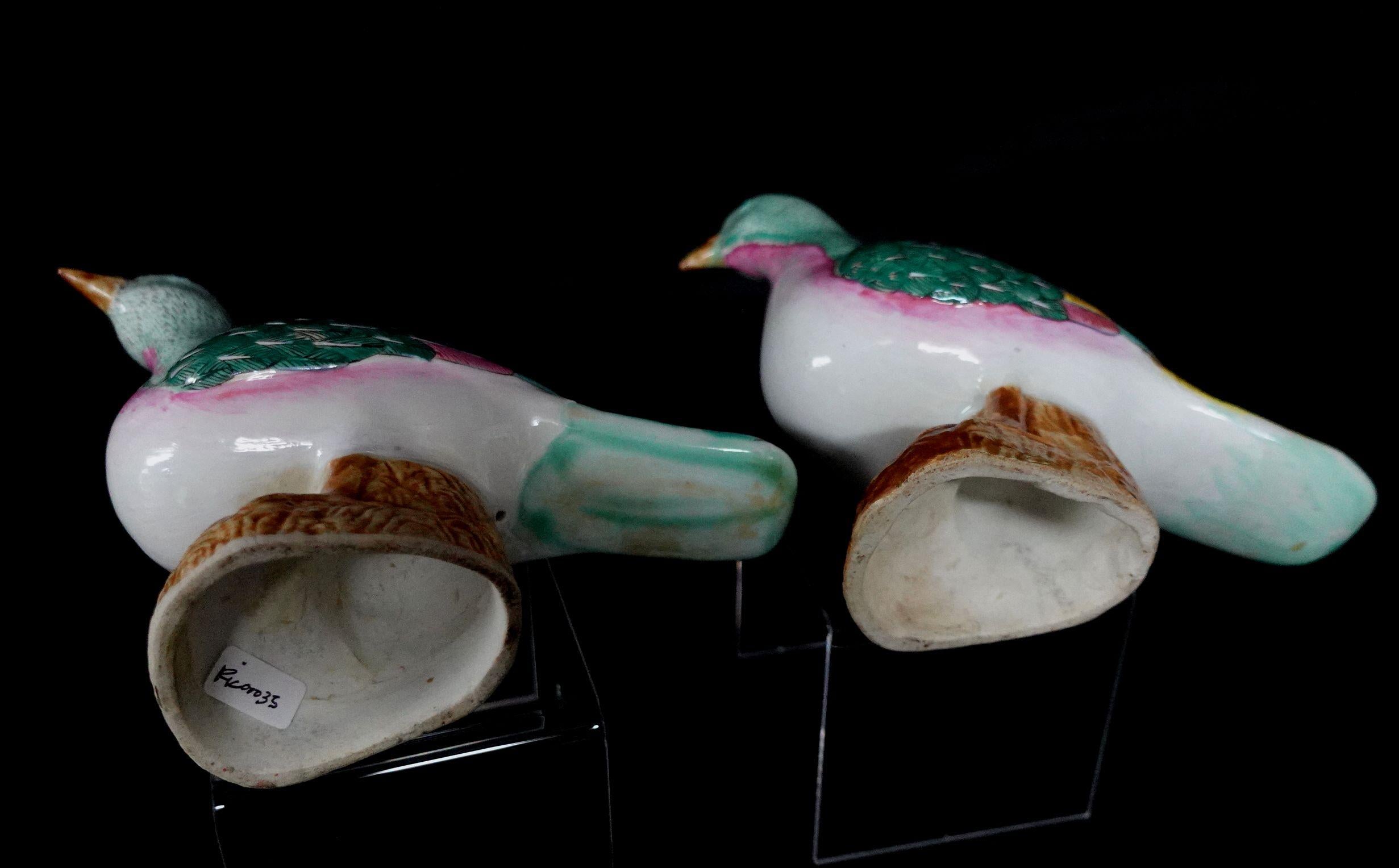 Chinese Pair of Famille Rose Porcelain Doves 'Birds', Ric.00035 For Sale 6
