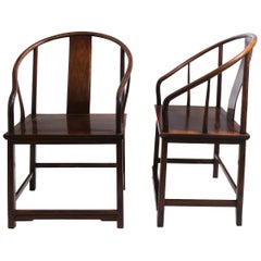Chinese, Pair of  'horseshoe back' chairs