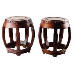 Chinese Pair of  Huanghuali Wood Stools