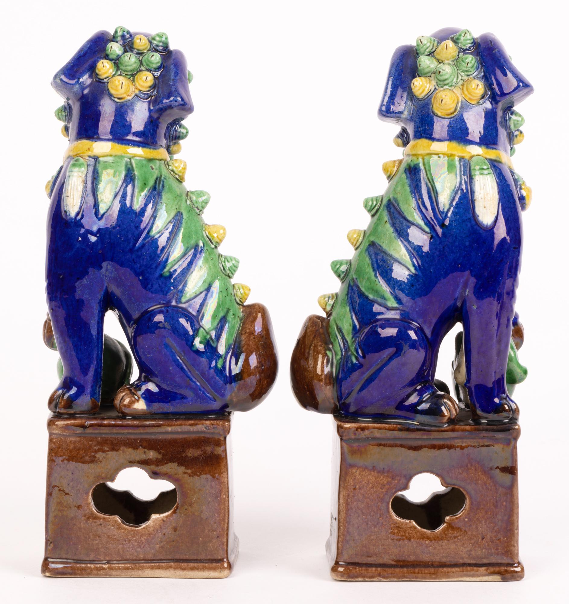 Chinese Pair Qing Porcelain Hand Painted Foo Dogs 7