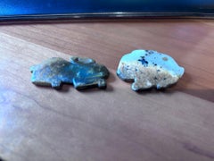 Chinese Pair Year of Rabbit Fine Jade Rabbit Sculptures