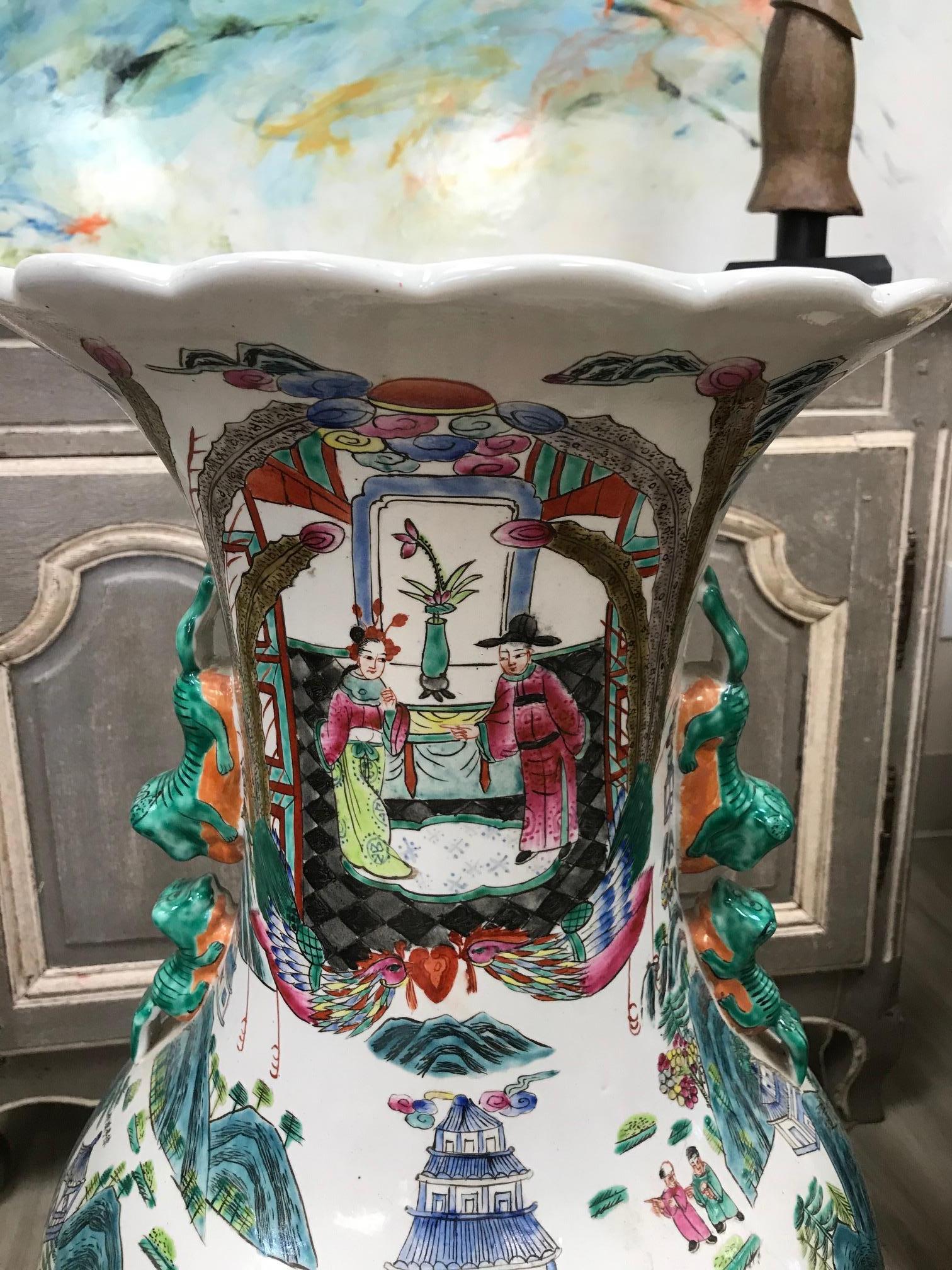 Painted Chinese Palace Vase For Sale