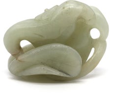 Chinese Pale Celadon Jade Foliate Study.