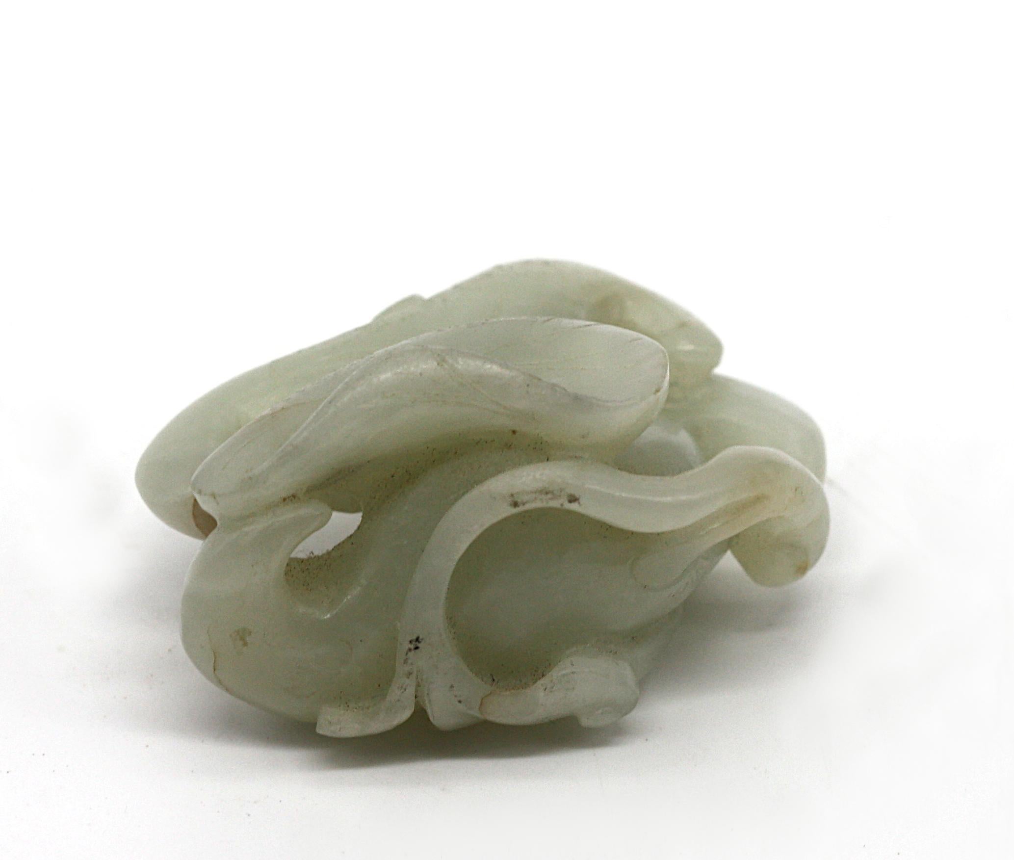 20th Century Chinese Pale Celadon Jade Foliate Study. For Sale