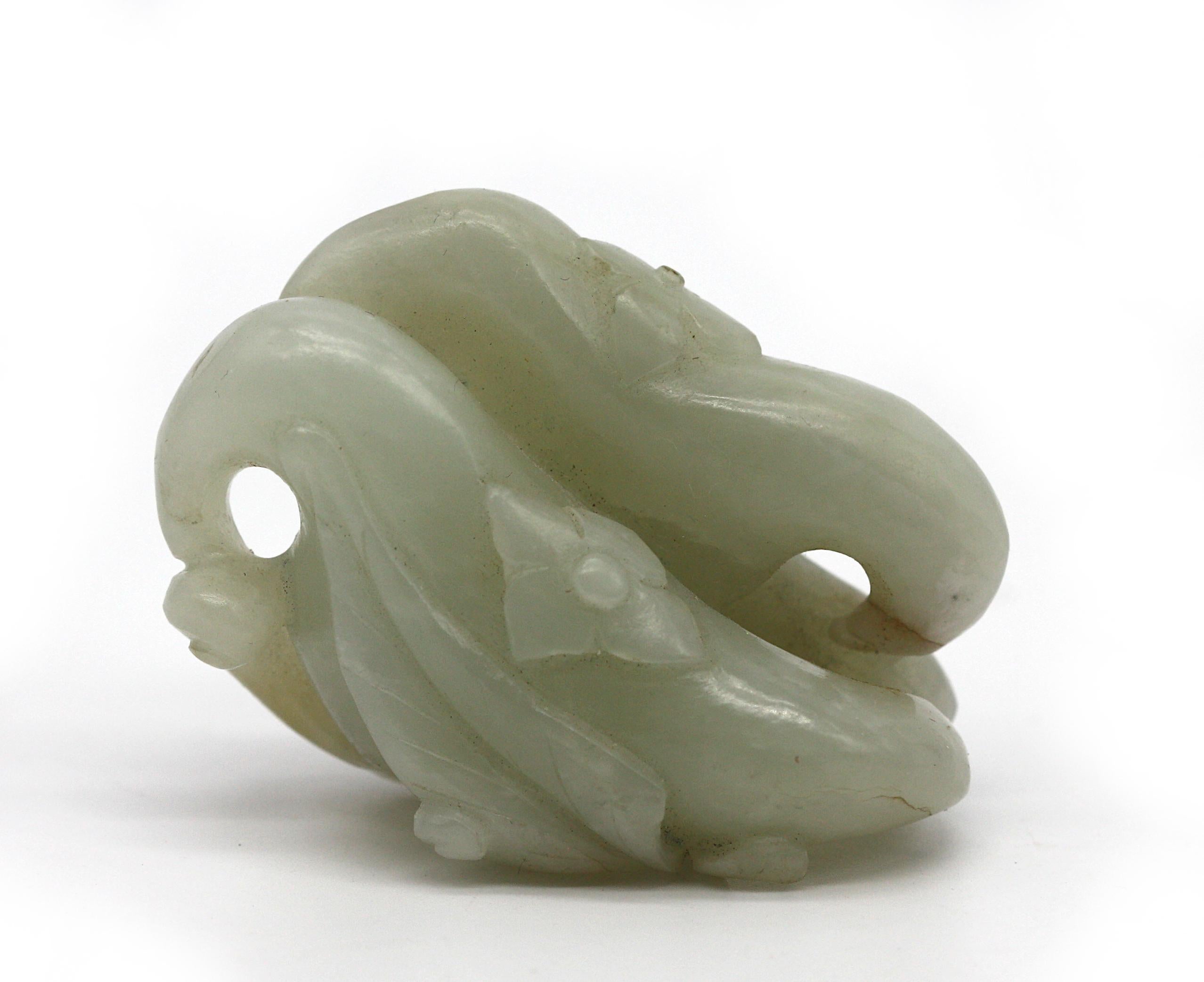 Chinese Pale Celadon Jade Foliate Study. For Sale 2