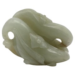 Chinesisch Blass Celadon Jade Foliate Studie.
